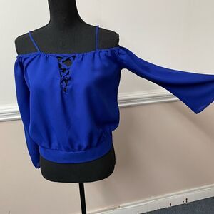 Live 4 Truth Blue Off the Shoulder Blouse